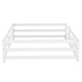 thumbnail image 4 of Bellemave Full Montessori Bed with Rails, Wood Full Size Floor Bed Frame with Fence, Low to Ground Bed Frame with Safety Guardrails - White, 4 of 8