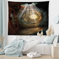 thumbnail image 5 of Fantasy Tapestry, Night with a Little Home in The Trunk of an Tree in The Woods Print, Fabric Wall Hanging Decor for Bedroom Living Room Dorm, 2 Sizes, Navy Blue, by Ambesonne, 5 of 9
