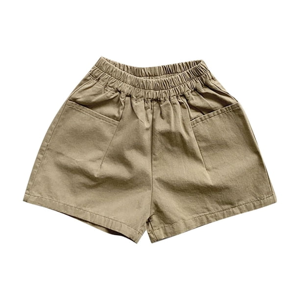 Odeerbi 2-8 Años Niños Niñas Verano Algodón Pantalones Cortos Color Sólido Casual Pantalones Cortos Con Bolsillos
