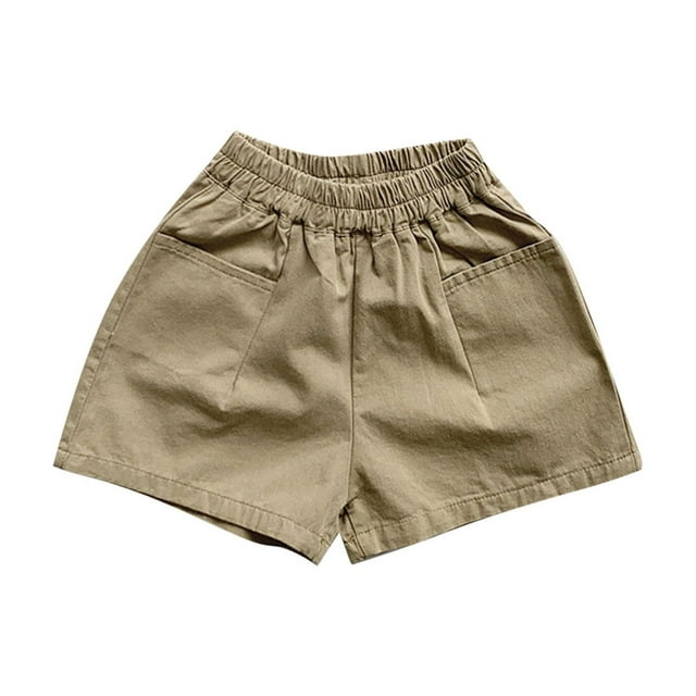 Odeerbi 2-8 Años Niños Niñas Verano Algodón Pantalones Cortos Color Sólido Casual Pantalones Cortos Con Bolsillos