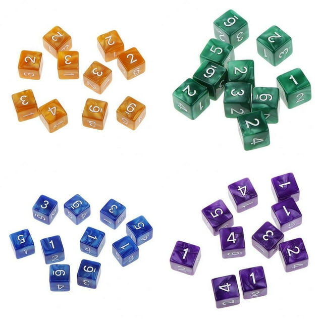40 Uds dados acrílicos D6 dados de juego de de 6 caras para accesorios MTG Café Azul Púrpura Zulema Dados poliédricos