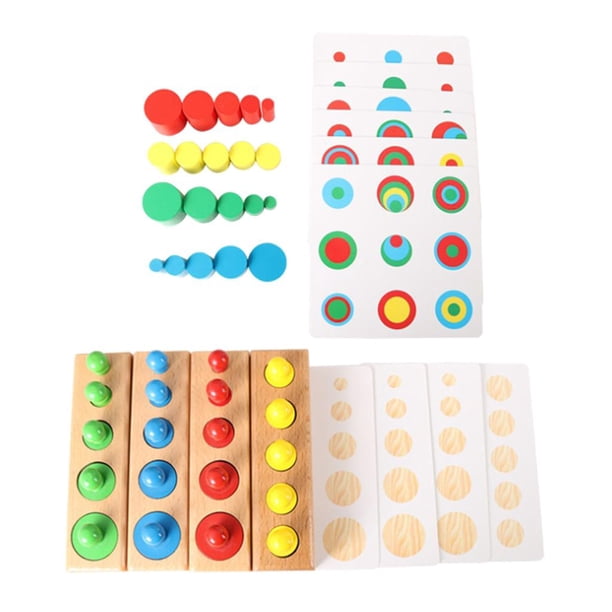 Bloques de Montessori, Rompecabezas, Enchufe, Cilindro, Y Material de Reconocimiento de Color, Tablero, Juguetes Educativos para Estilo4 SM SunniMix juguetes de madera montessori