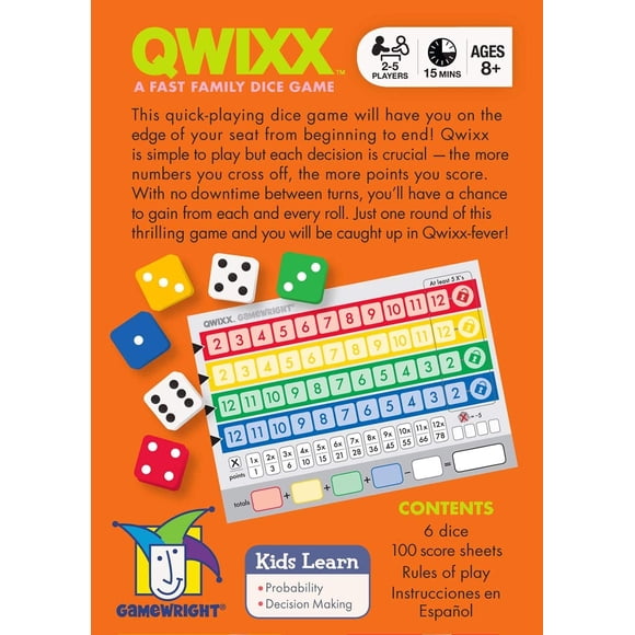Juego de Dados Familiar Rápido Gamewright Qwixx Multicolor 5