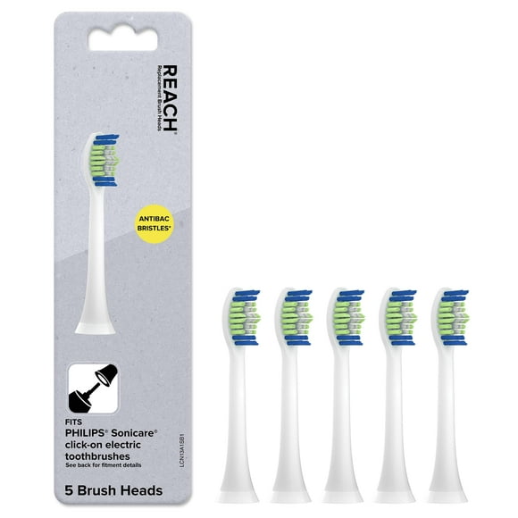 REACH SmileSonic Pro Essential Clean Replacement Toothbrush Brush Heads, High-Density Bristles, Compatible with Philips Sonicare, 5 Count