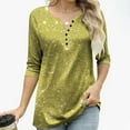 thumbnail image 5 of Tawop Long Sleeve Shirts for Women V-Neck Button Down 3/4 Sleeve Loose Fit,Yellow,Size S, 5 of 8