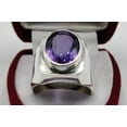 thumbnail image 3 of Natural Purple Amethyst Mens Ring Sterling Silver 925 Purple Amethyst Ring Neelam Ring Purple Gem Ring Handmade Ring, 3 of 3