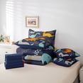 thumbnail image 5 of Homewish Kawaii Navy Dinosaur Twin Bedding Sets 7-Piece for Kids, Chic Polkadots Bedding Comforter Set, Cartoon Animal Reversible Sheet Sets, Lightweight Room Decor, 5 of 7