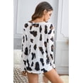 thumbnail image 1 of ABPHQTO Blusa de mujer blanca con estampado de leopardo y manga larga, 1 of 5