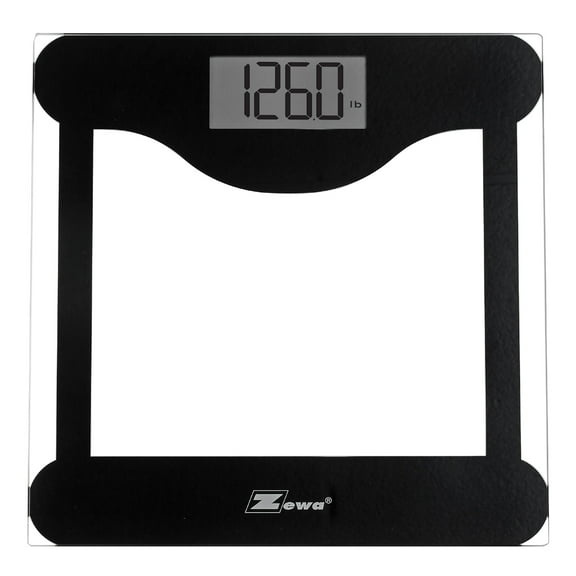 Zewa Digital Bathroom Scale | Elegant Design | Tempered Glass | Measures Up to 330 lbs / 150 Kg | Low Profile | Metric & Standard Units | Easy to Use