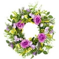 thumbnail image 4 of Northlight Peony Mixed Floral Springtime Wreath - 24" - Purple and Yellow, 4 of 8