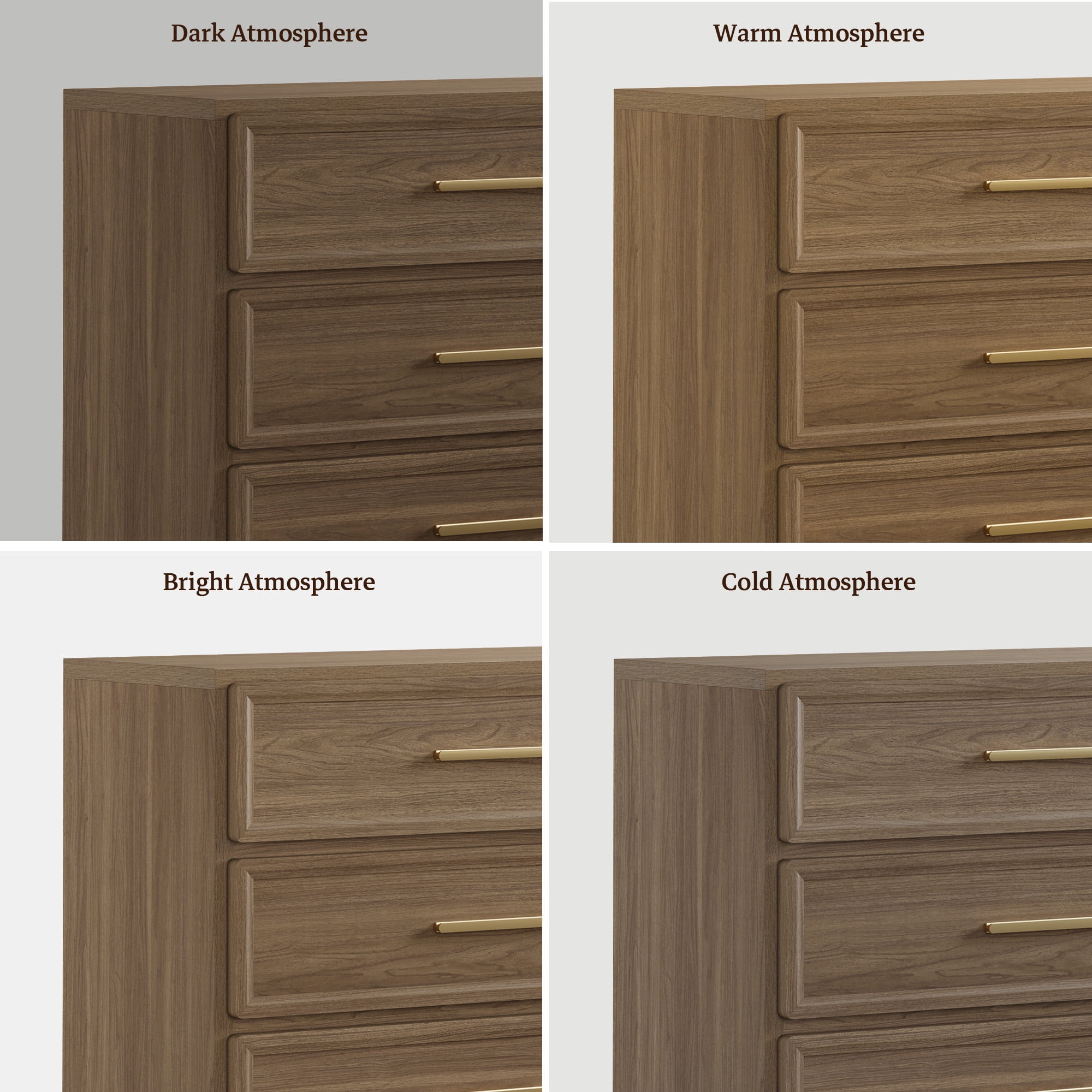 SICOTAS 31.3" W 3-Drawer Nightstand Set of 2 with Oversized Large Storage , Modern Night Stands Bedside Table with Adjustable Feet & Gold Handles for Bedroom Living Room Entryway, Walnut