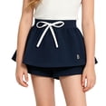 thumbnail image 2 of Amidoa Girls Shorts Soft Toddler Solid Color Elastic Waist Casual Summer Sports Shorts for Kids Navy Size 6, 2 of 8