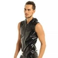 thumbnail image 6 of Men Sexy Leather Tank Top, Shiny PVC Leather, Hoodies Shirts Sleeveless, Male Glossy Leather Vest, 6 of 9