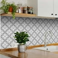 thumbnail image 2 of Mi Alma Black White Floral Peel & Stick Tiles - Vinyl Backsplash 8x8, 2 of 10
