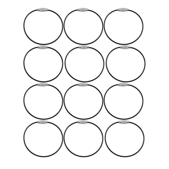 12 pcs llaveros de alambre cuerda de alambre de acero inoxidable llavero multi propósito hebilla de alambre cuerda bobina de bucle
