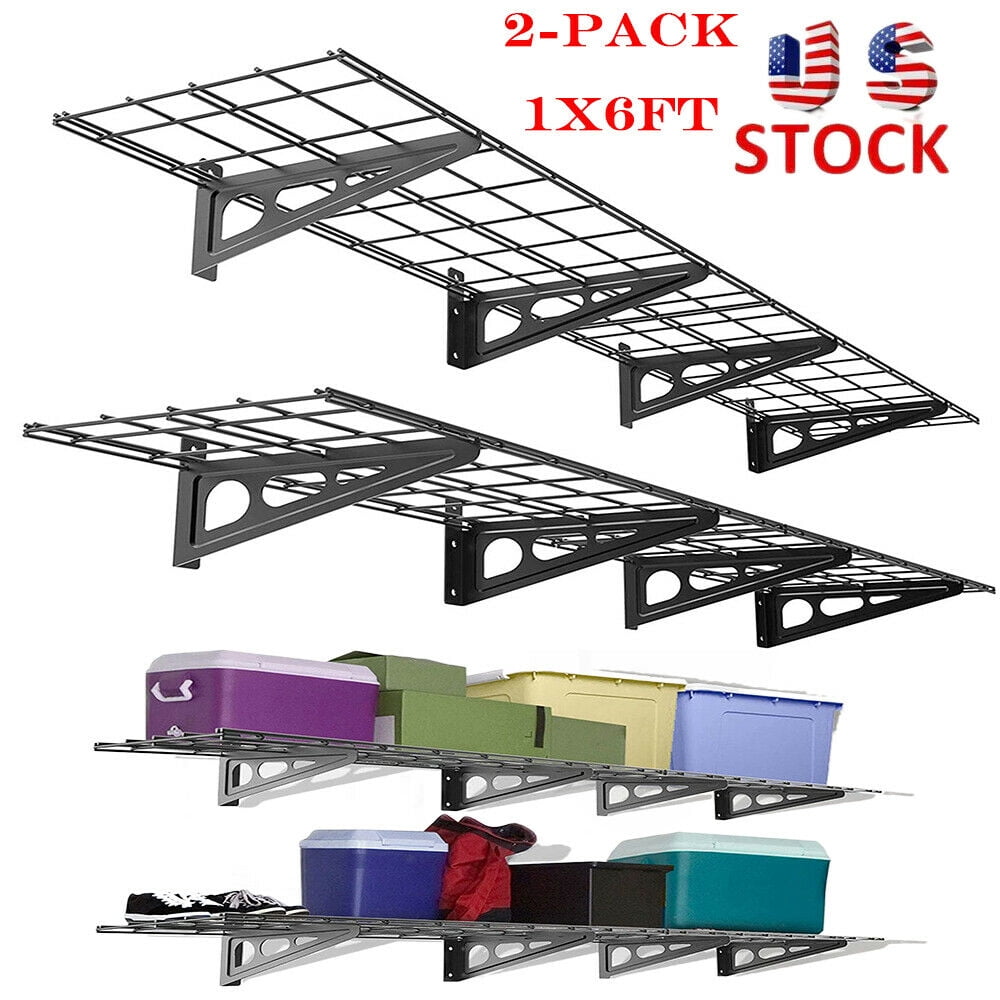 New Arrival 2 Pack 1x6ft Wall Shelf Garage Shelving Storage Rack Float