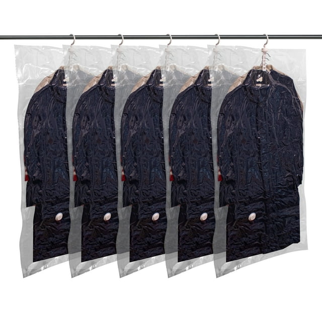 Bolsas Colgantes de Almacenamiento Al Vacío, Bolsas Colgantes de Ahorro de Espacio para Ropa, Trajes, Abrigos, Vestidos, Chaquetas, Bolsas de Vacío Reutilizables y Comprimidas, Organizadores de Armario, Bolsa Largo de 5 (53.1x27.6in)