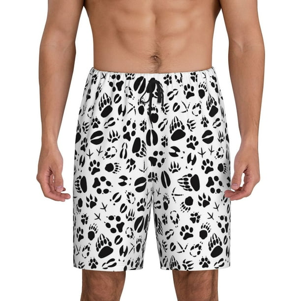 Fotbe Black Footprints Pantalones Cortos de Pijama para Hombre, Ropa de Dormir, Pantalones de Pijama Cortos para Hombre-Medium