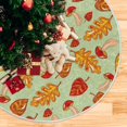 thumbnail image 3 of FMSHPON Autumn Mushrooms Leaves Xmas Christmas Tree Skirt Stand Mat for Holiday Party Decoration Indoor Outdoor 36 inches, 3 of 6