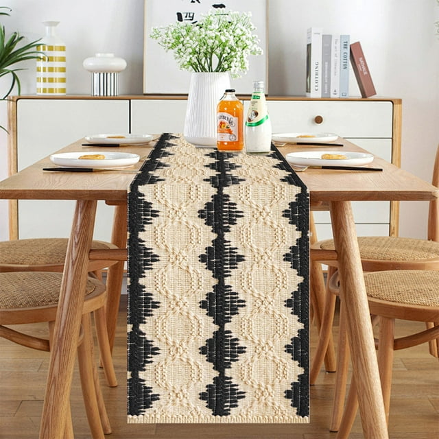 Hot6sl Ofertas de La Semana Mantel Individual En Borlas de Lino y Algodón En Bandera de Mesa de Año Nuevo, Serie En Año Nuevo, Mantel Largo, Toalla para El Final de La Cama, Decoración