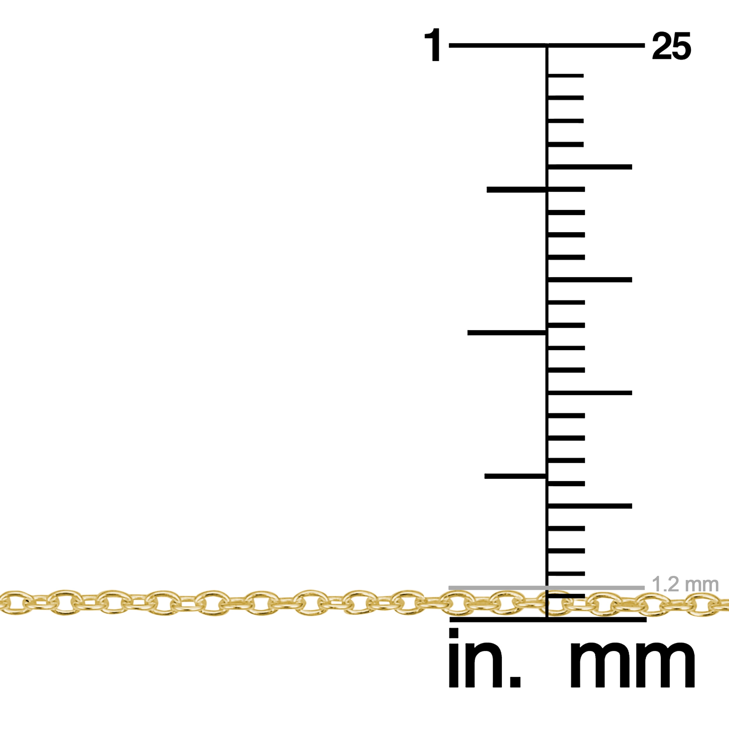 KoolJewelry Yellow Gold Over Sterling Silver Cable Chain Necklace (1.2 mm, 40 inch)