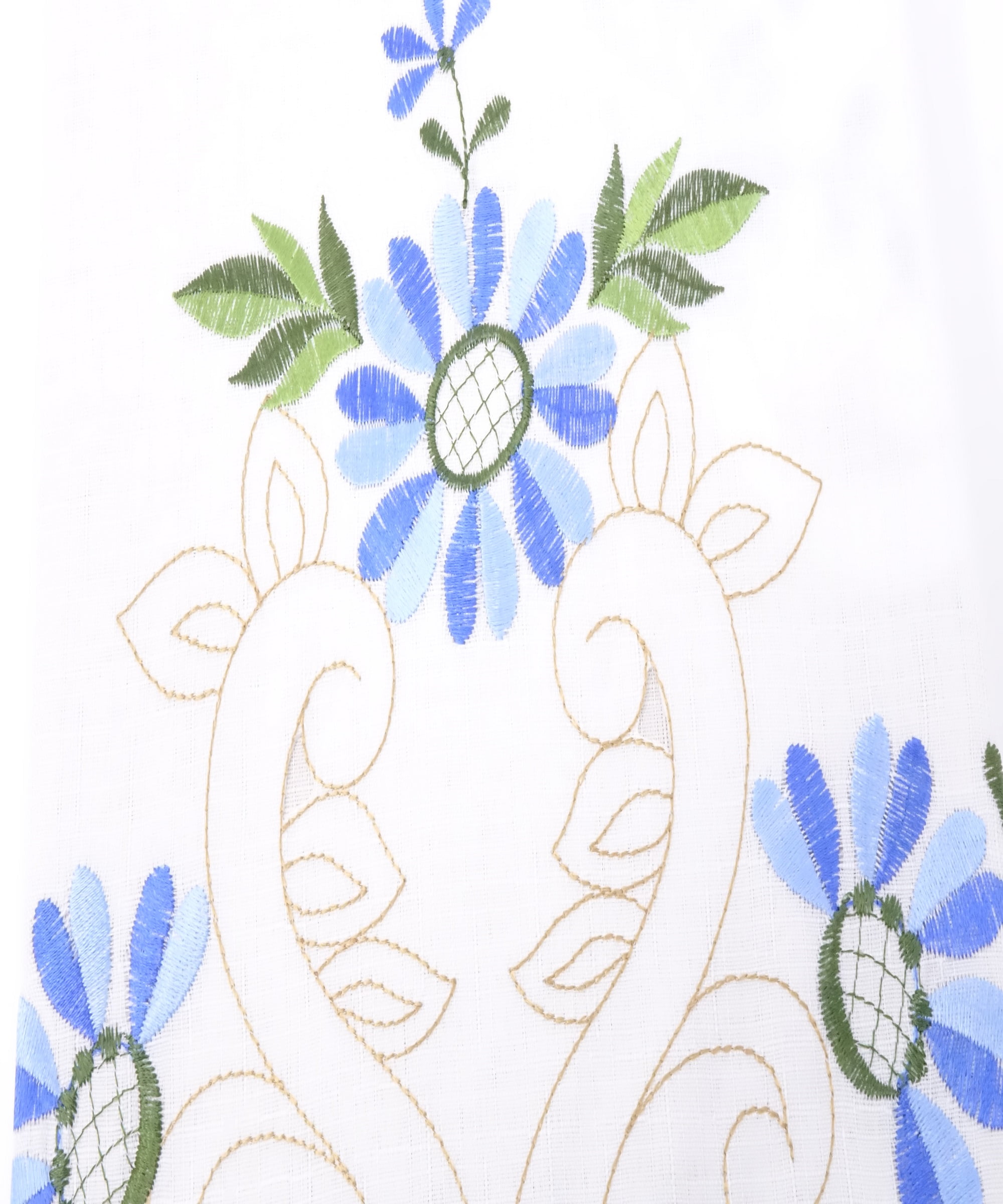 All American Collection Modern Embroidered Swag Valance Kitchen Curtains, 60" x 36" (3 Panels)