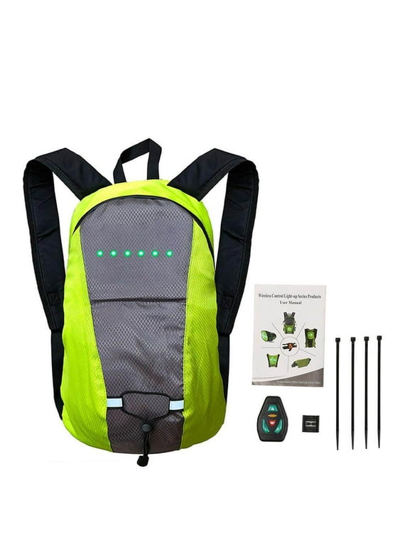 Thinsont 15L Turn Signal Backpack Remote Control Outdoor Sports Rucksack Nylon Cycling Light Knapsack Reflective Vest Bag for Outdoor Sports Climbing Cycling