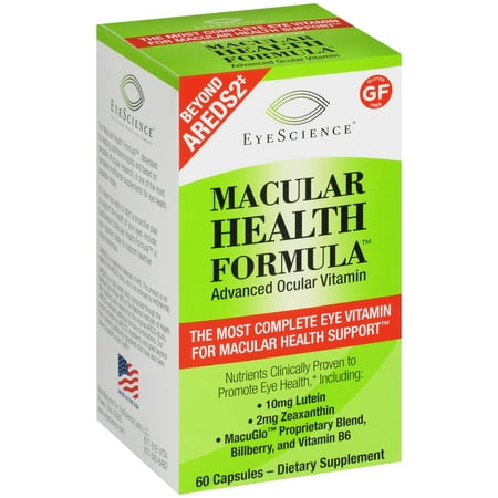 EyeScience Macular Health Formula - Advanced Ocular Vitamin Dietary Supplement Capsules 60 ct (Best Vitamins For Brain Health)