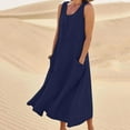 thumbnail image 2 of Vestido sin mangas de color liso para mujer: largo maxi informal, diseño con bolsillos, transpirable para el verano. Tallas: S-XXXL., 2 of 8