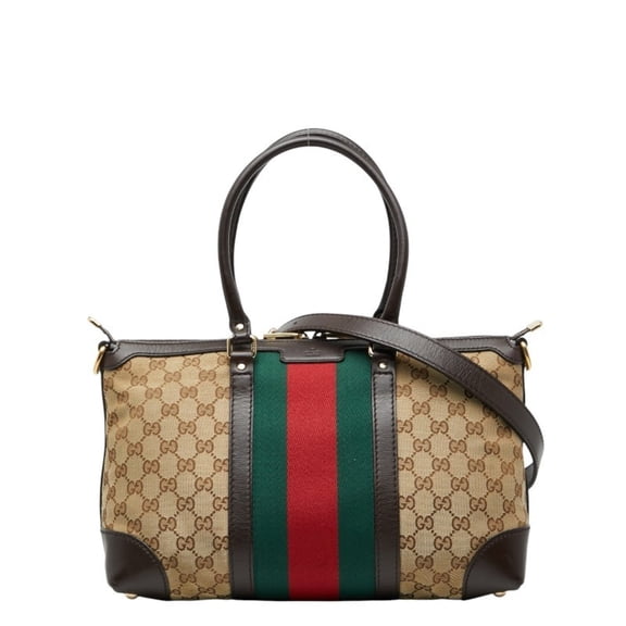 Pre-Owned Gucci GG Canvas Sherry Line Handbag/Shoulder Bag 2WAY 257341 Beige... (Good)