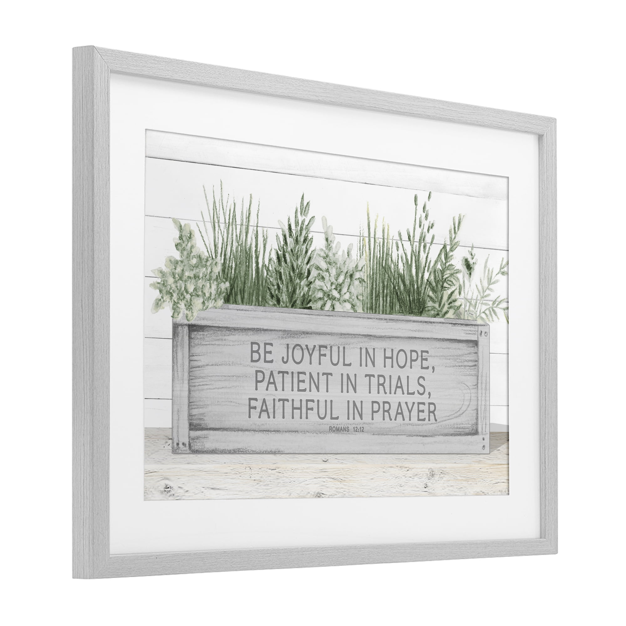 Stupell Industries Be Joyful Flower Box Gray Framed Print Under Glass, design by Janice Gaynor