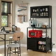thumbnail image 4 of Furnihold 6-Tier Kitchen Bakers Rack with Power Outlet, Industrial Microwave Stand Standing Storage Rack for Kitchen (Black), 4 of 9