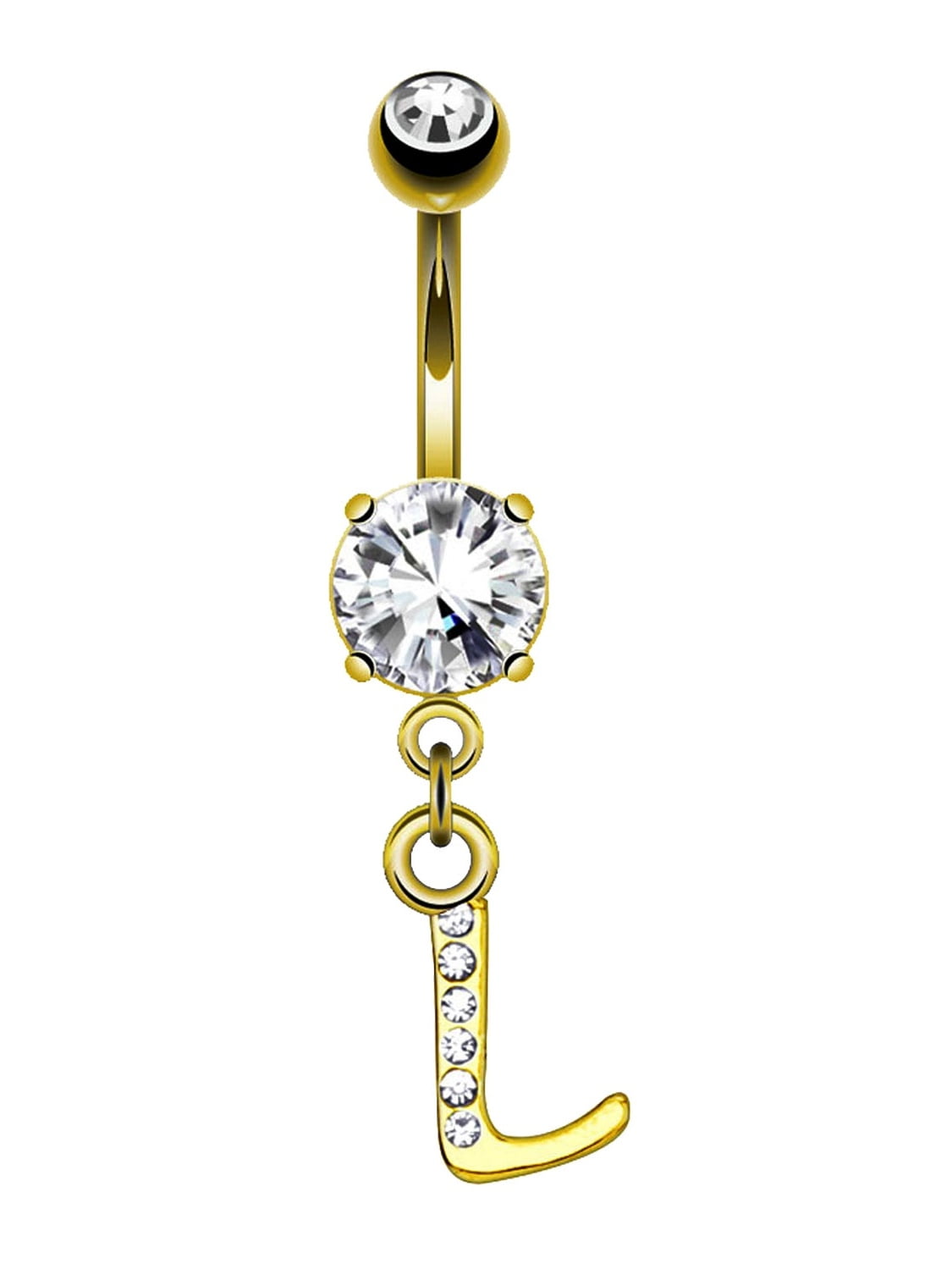 Ring c/w 8mm Ball and Gem Stainless Steel Belly Bar 