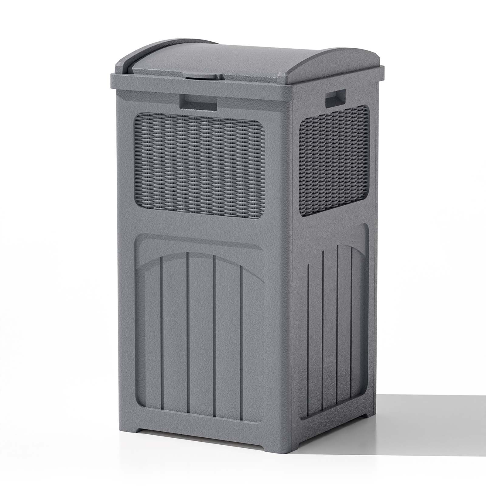 Patiowell 36 Gallon Hideaway Can Resin  Trash with Latch for Backyard, Deck, or Patio,Gray