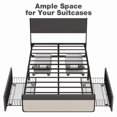 thumbnail image 3 of Jojoka Upholstered Bed Frame with 2 Storage Drawers, Linen Headboard & Footboard, Steel Slat Support, No Box Spring Needed, 3 of 7