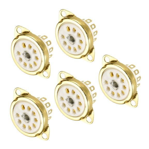 9pin PCB Tube Socket Ceramics, Vacuum Tube Protect Tube Socket White for 12AX7, 12AU7 Tube Pack of 5,GZC9-C-1-G