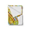 thumbnail image 2 of Abstract Soft Flannel Fleece Blanket, Pianist Performing Swirls Colorful Music Coming out of Piano Instrument Hand Drawn, Cozy Plush for Indoor and Outdoor Use, 70" x 90", Multicolor, by Ambesonne, 2 of 5