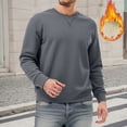 thumbnail image 2 of uikmnh Sweatshirts for Men Men's Lined Hoodless Sweatshirt Solid Color Crewneck Pullover Long Sleeve Casual Warm Winter Top for Daily Wear Home Outdoor Hiking Comfortable Loose Fit Size:4XL, 2 of 4