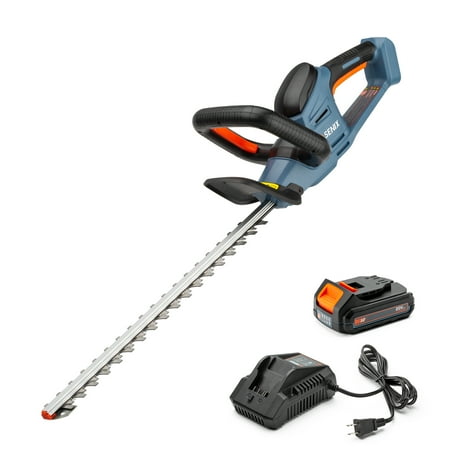 senix 20 volt max* 18-inch cordless hedge trimmer  double-sided dual action blades  3/4  cutting capacity (battery and charger included) htx2-m
