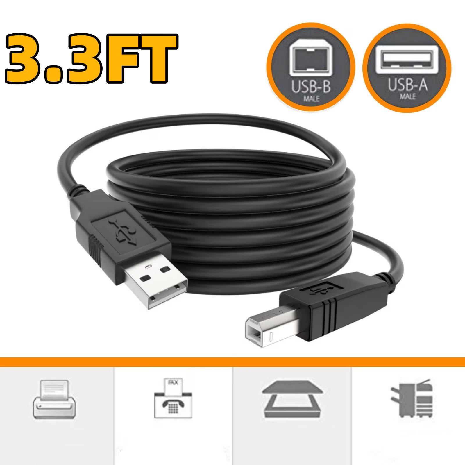 USB 2.0 PC Data Sync Cord Cable Compatible with Canon Pixma MP560 MX700 office All-In-One Printer, Canon Pixma INKJET MP160 MP210 MP360 Printer, Canon Pixma IP1500 IP1600 IP1700 Printer