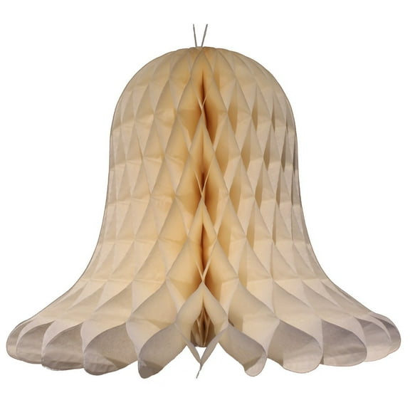 3-pack 11 Inch Hanging Honeycomb Tissue Paper Bell Decoration, Ivory, by Devra Party