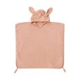 thumbnail image 1 of Toalla con capucha para bebé, de algodón puro, 4 capas, absorbente de agua, toalla de baño para niños, orejas de conejo rosa polvoriento, 1 of 12