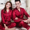 thumbnail image 2 of Conjunto de Pijama de satén de seda para mujer, ropa de dormir para pareja, traje de dormir para mujer, conjunto de dos piezas, ropa de estar por casa de talla grande, 2 of 4