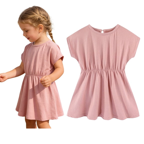 Dresses for Toddler Girls Short Sleeve Casual Girls Flowy Dress Cute Clothes for Toddler Girls 12-18 Months