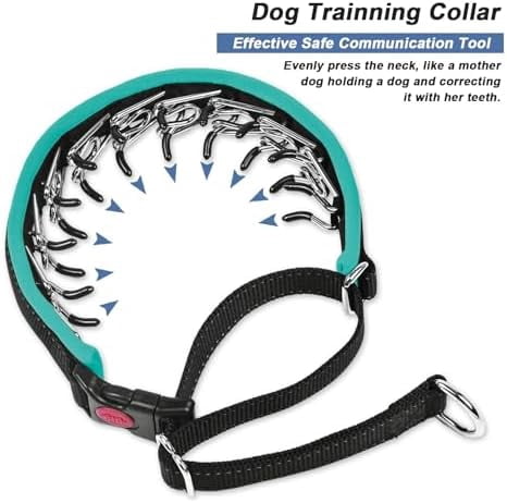 Heavy Duty Nylon No Pull Dog Collar with Buckle, Adjustable Anti Pull Reflective Slip Collar for Large Medium Small Dogs - L Green