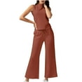 thumbnail image 7 of qolati Womens 2 Piece Outfits 2024 Summer Dressy Casual Mock Neck Tank Crop Top and High Waist Drawstring Wide Leg Pants Lounge Sets 2024 Fashion Tracksuit, 7 of 7