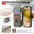 thumbnail image 5 of for iPhone 16 Pro Max PU Leather + TPU Wallet Case, Card Slots Wristband Kickstand RFID Blocking Anti Peeping Magnetic Clasp Full Body Protection Phone Cover for iPhone 16 Pro Max, Brown, 5 of 9