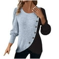 thumbnail image 2 of Pounoo Womens Knit Sweaters Fall Winter Casual Long Sleeve Ribbed Gift Colorblock Button Pullover Tunic Tops for Women, 2 of 7