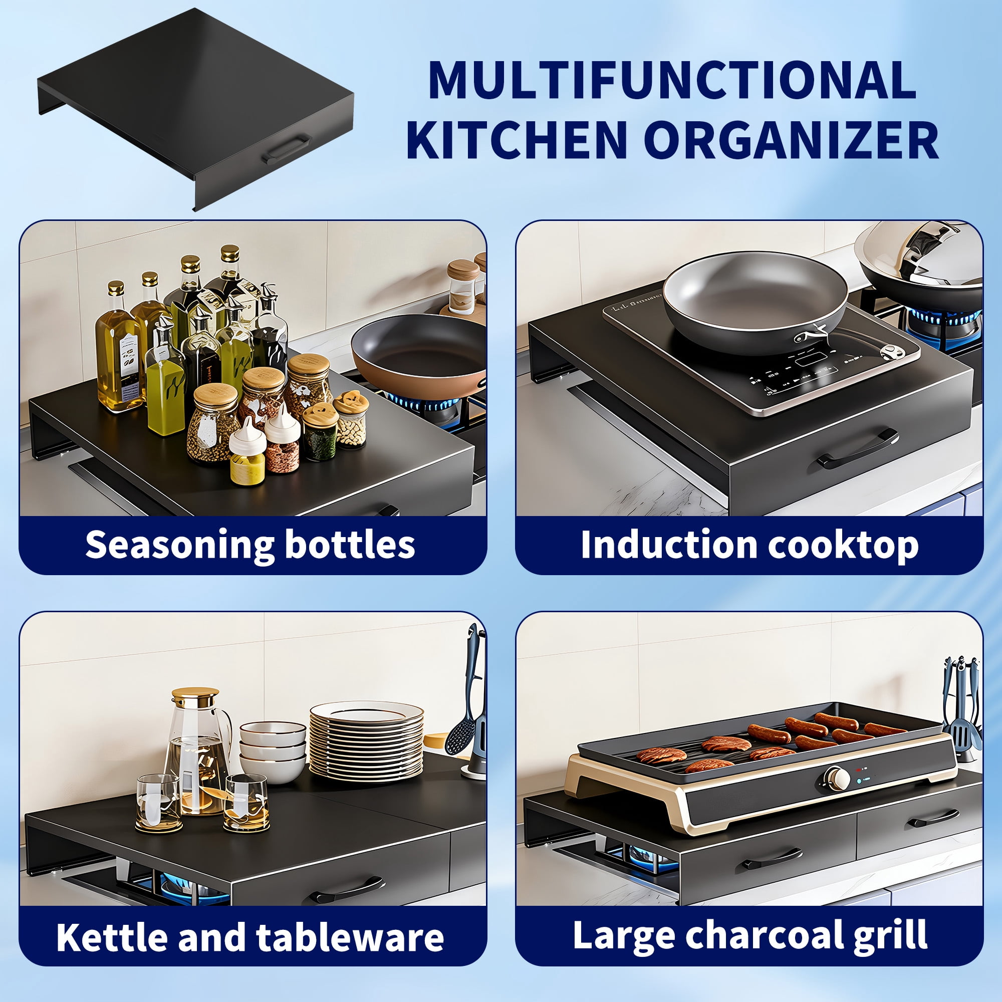 HI-REEKE Gas Stove Cover Board for Gas Stove Top Stainless Steel Stove Top Cover Kitchen 15.8" x 19.7"