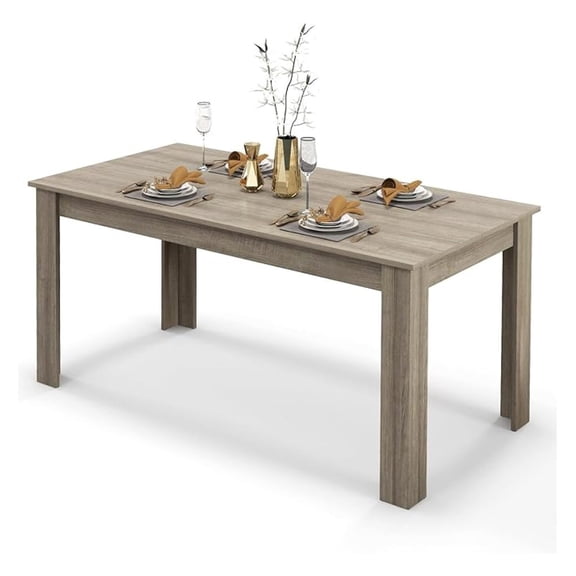 63' Rectangular Dining Table, Farmhouse Dinette Table with Large Computer Workstation, Modern Kitchen Table for Apartment, Living Room, Restaurant (Oak)